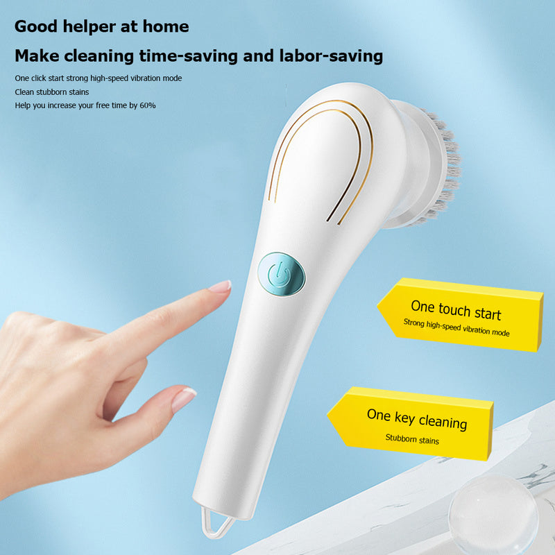 Effortless Cleaning with Multifunctional Electric Handheld  Brush Set - Household Scrubber for Bathtub, Sink, Bathroom, Kitchen Tiles, and More, Includes 5 Heads