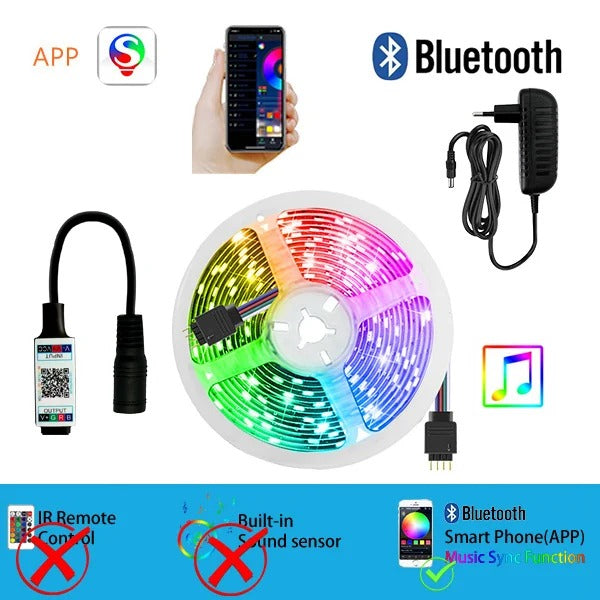 WiFi LED Strip Lamp Bluetooth Infrared 10M 20M 12V RGB Tape Works with Alexa Music Neon Ribbon