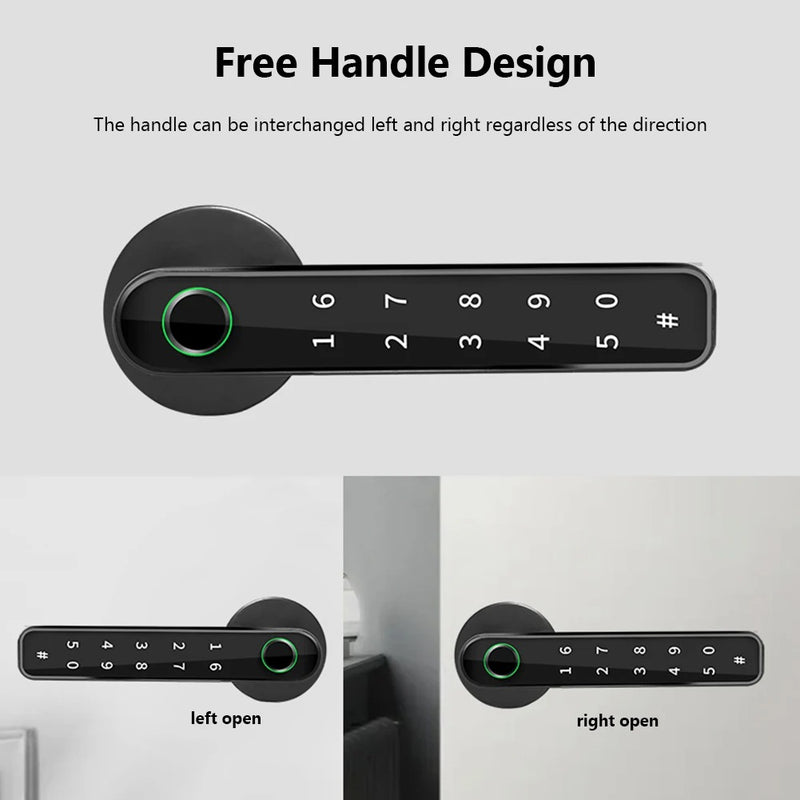 Tuya Biometric Fingerprint Smart Door Lock Electronic Digital Lock Password Keyless Security Door Handle Home