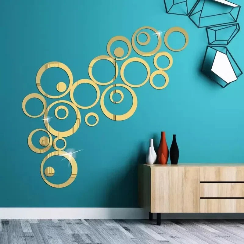 3D Mirror Wall Sticker Self-Adhesive Circular Acrylic Mirror Decals DIY Removable Background Living Room Decoration Wall Sticker