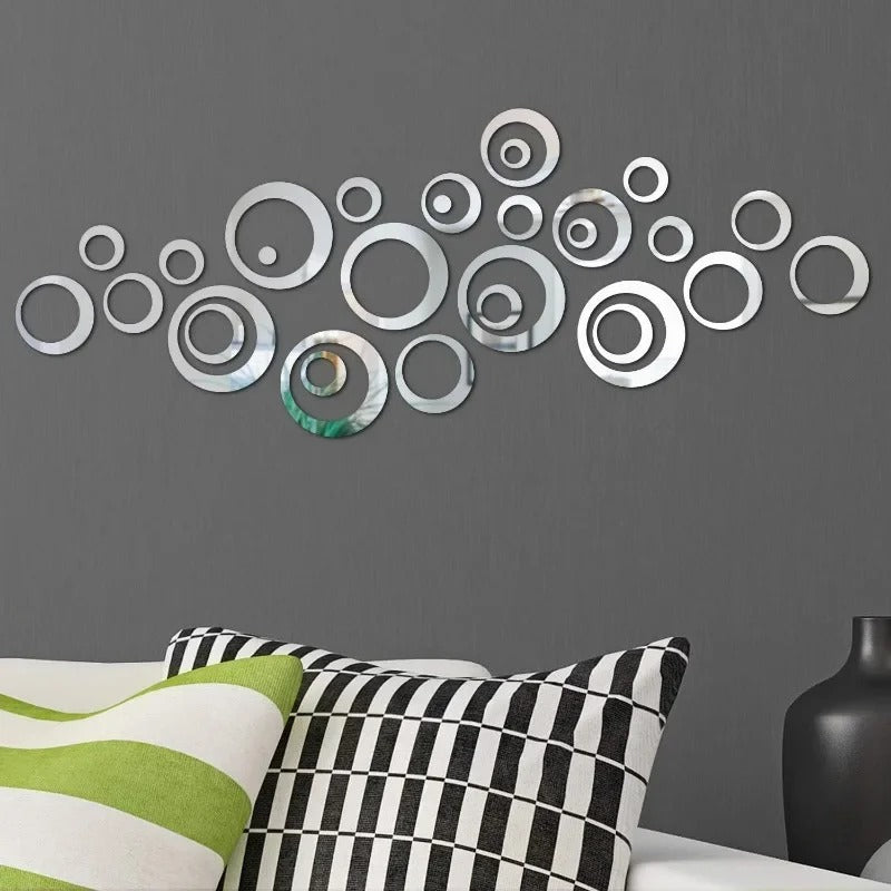 3D Mirror Wall Sticker Self-Adhesive Circular Acrylic Mirror Decals DIY Removable Background Living Room Decoration Wall Sticker