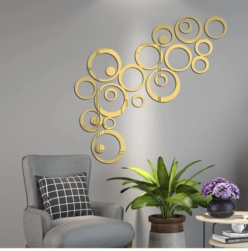 3D Mirror Wall Sticker Self-Adhesive Circular Acrylic Mirror Decals DIY Removable Background Living Room Decoration Wall Sticker