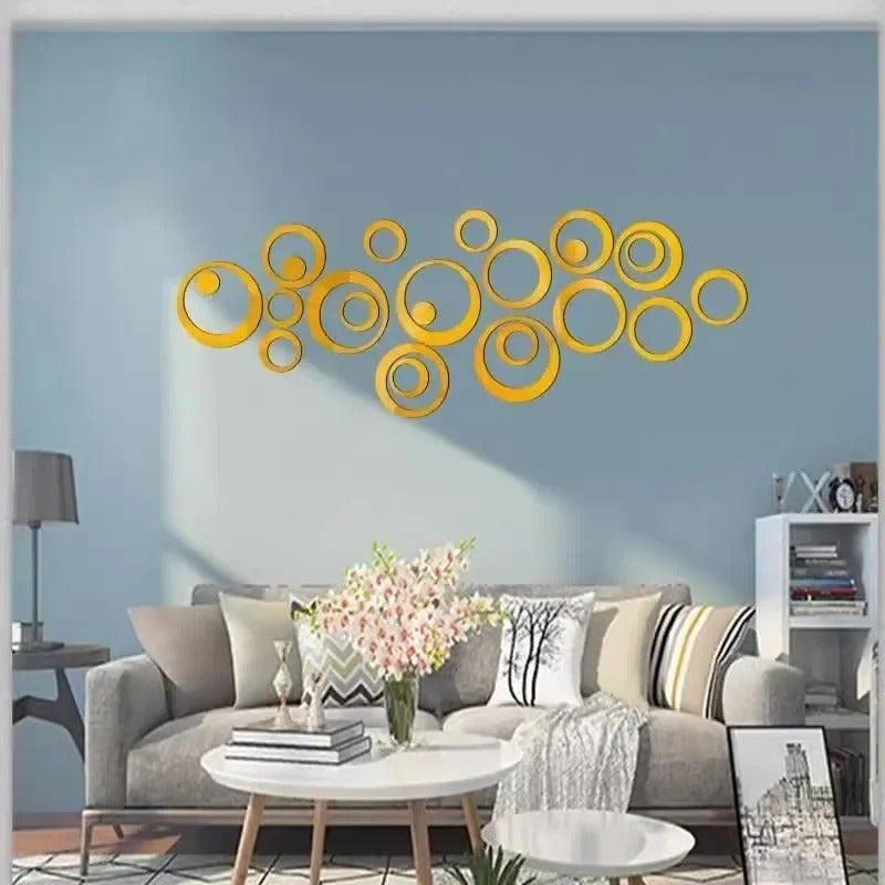 3D Mirror Wall Sticker Self-Adhesive Circular Acrylic Mirror Decals DIY Removable Background Living Room Decoration Wall Sticker