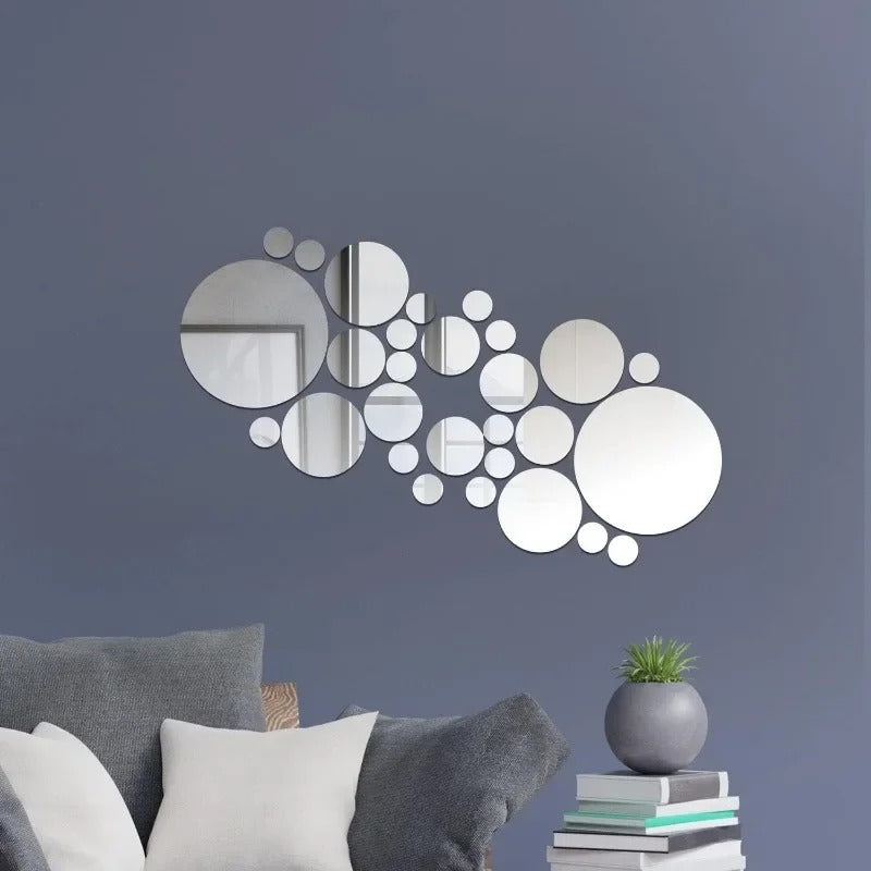 3D Mirror Wall Sticker Self-Adhesive Circular Acrylic Mirror Decals DIY Removable Background Living Room Decoration Wall Sticker