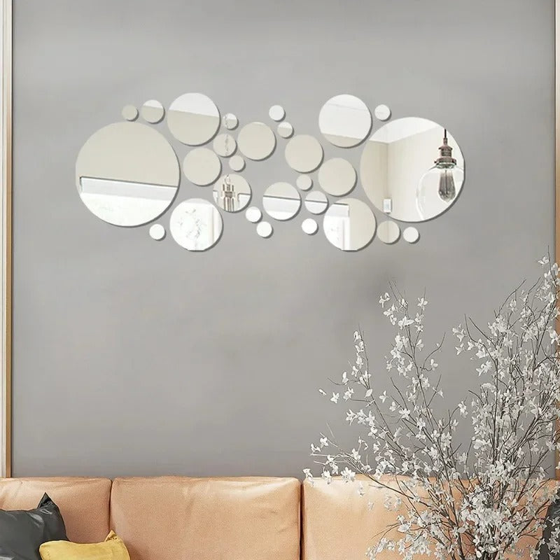 3D Mirror Wall Sticker Self-Adhesive Circular Acrylic Mirror Decals DIY Removable Background Living Room Decoration Wall Sticker