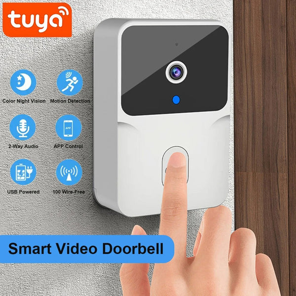 Tuya WiFi Video Doorbell Wireless HD Camera | PIR Motion Detection | Smart Home Security Door Bell with Intercom