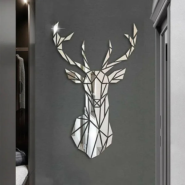 3D Mirror Wall Sticker Nordic Style Acrylic Deer Head Mirror Sticker Decal Removable Mural for DIY Home Living Room Wall Decors