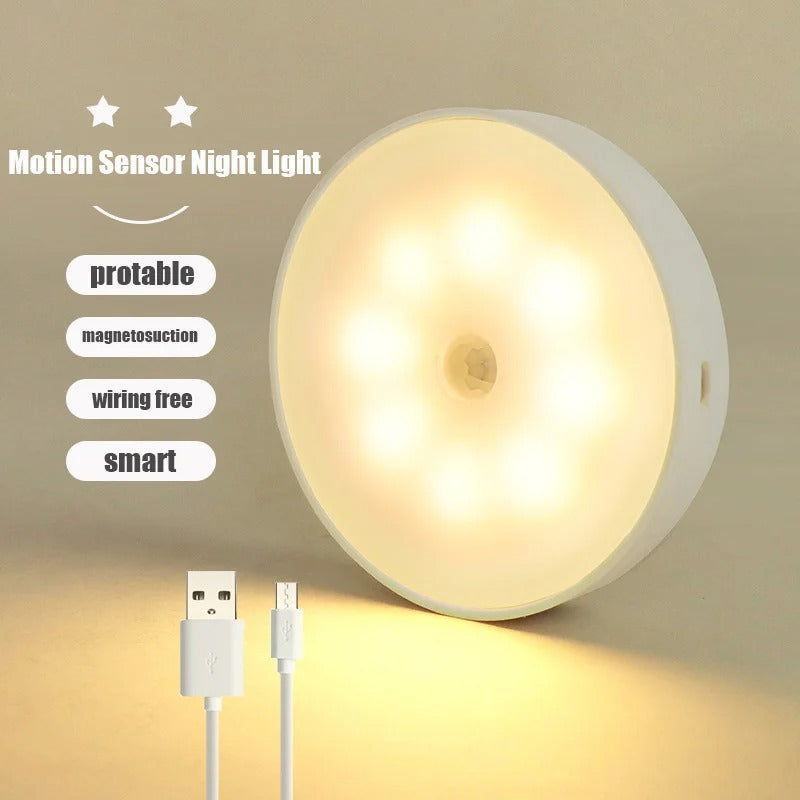 Motion Sensor Wireless Night Lights USB Charging Under Cabinet Light Closet Lamp Wall Stickers Induction Lamp Home Decor