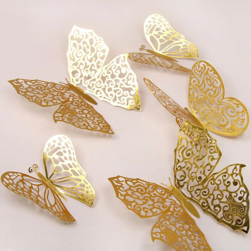 12Pcs Fashion 3D Hollow Butterfly Creative Wall Sticker - Modern Wall Art Home Decorations DIY