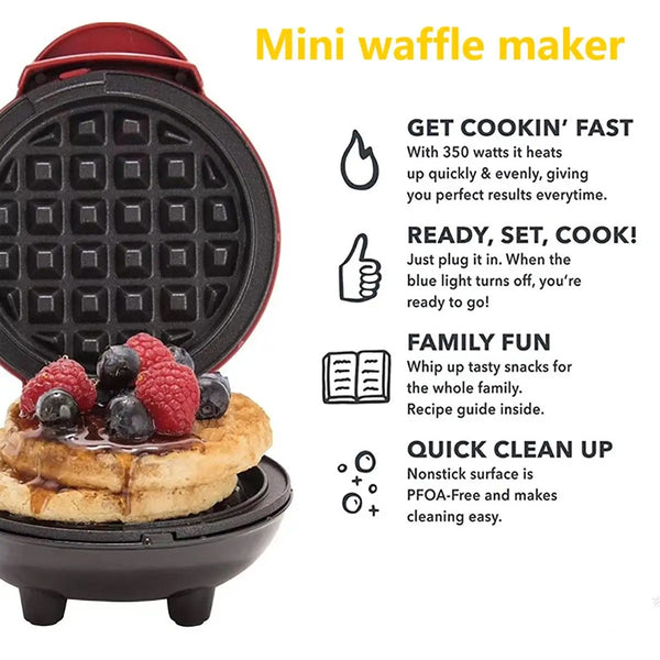 Waffle Maker – Non-Stick Breakfast Machine for Quick & Easy Snacks | 350W Electric Waffle Iron