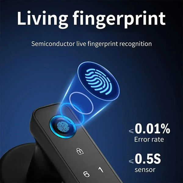 Tuya Biometric Fingerprint Smart Door Lock Electronic Digital Lock Password Keyless Security Door Handle Home