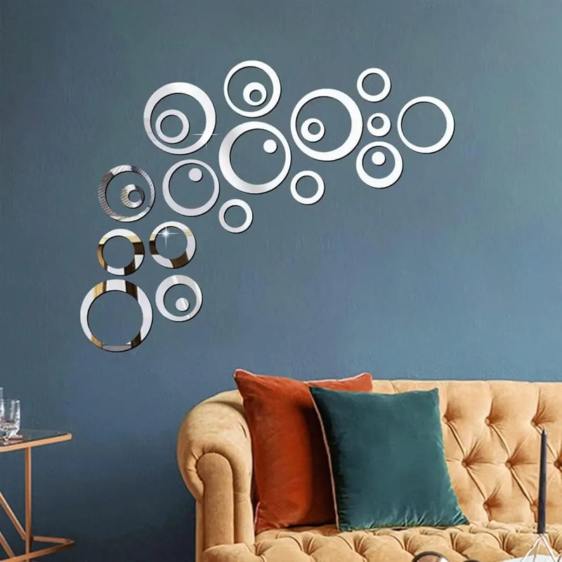 3D Mirror Wall Sticker Self-Adhesive Circular Acrylic Mirror Decals DIY Removable Background Living Room Decoration Wall Sticker