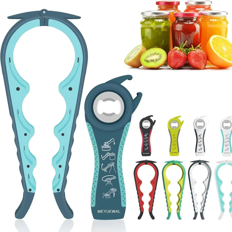 Jar Opener – 4-in-1 Multi-Function Bottle & Can Opener | Easy Grip, Non-Slip Silicone Handle | Perfect for Seniors, Arthritis, & Weak Hands