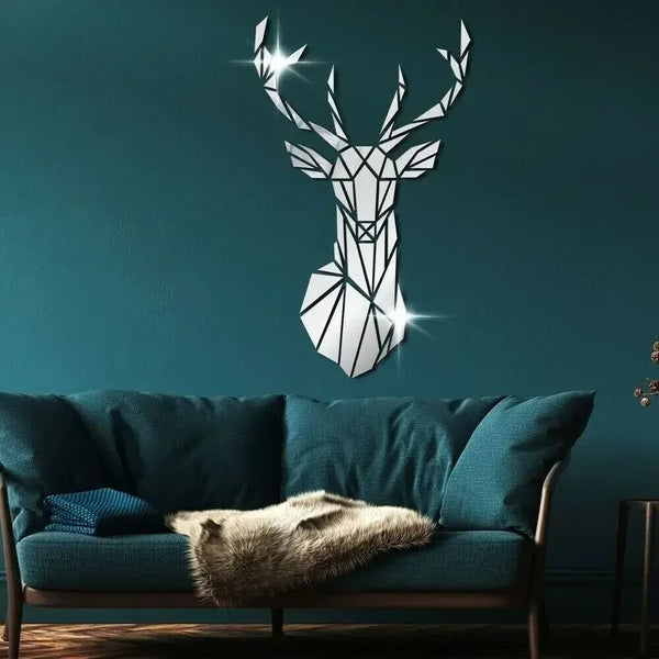 3D Mirror Wall Sticker Nordic Style Acrylic Deer Head Mirror Sticker Decal Removable Mural for DIY Home Living Room Wall Decors