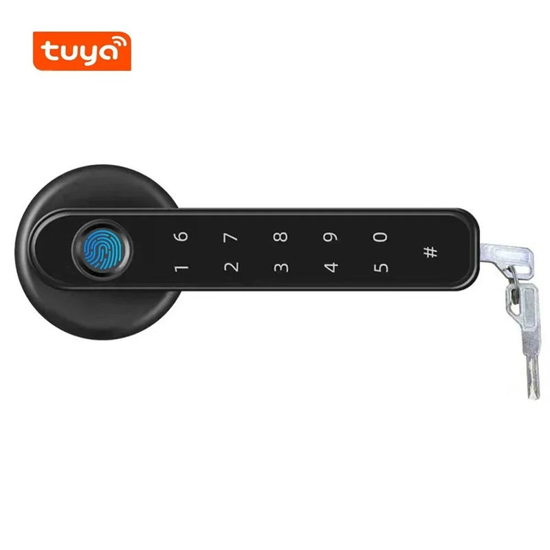 Tuya Biometric Fingerprint Smart Door Lock Electronic Digital Lock Password Keyless Security Door Handle Home